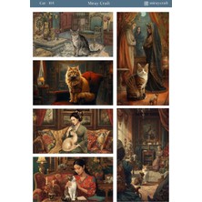 Miray Craft 1 Sayfa Kedi Temalı Sticker (12X17 Cm) Bullet Journal,scrapbook, Ajanda, Planlayıcı Için