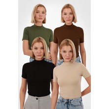 Yade Fashion Kadın Kısa Kol Bluz 4’lü Set