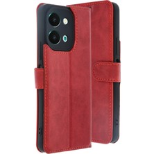 Olmira  Vivo Y28 Kılıf Trend S Plus Kapaklı Kılıf - Kırmızı 587455