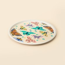 Evidea Kitchen Butterfly Yuvarlak Tepsi - Renkli - 36X36 cm