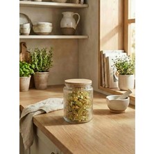 Leelahome Bambu Vakum Kapaklı Cam Saklama Kabı 1000 ml