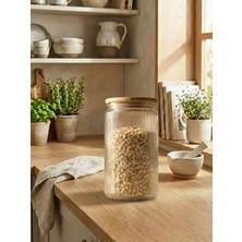 Leelahome Bambu Vakum Kapaklı Cam Saklama Kabı 1500 ml