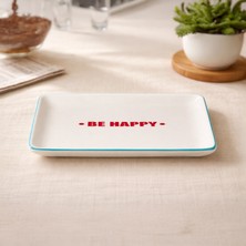 Evidea Kitchen Be Happy Servis Tabağı - Kırmızı / Pembe - 13X18 cm