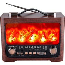 Çeşithane Eletree FP-821 Retro Taşınabilir Radyo - Alev Işığı Efektli, Fm/am/sw 3 Bantlı, USB ve Tf Kart Destekli Şarj Edilebilir Mp3 Çalar