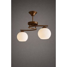 Kuzenler Modern 2'li Kahve Kasa Beyaz Cam Avize