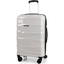 Polo&sky Azra Model Taş Rengi Pp Polipropilen Kırılmaz Orta Boy Valiz Bavul