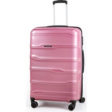 Polo&sky Azra Model Gül Kurusu Pp Polipropilen Kırılmaz Büyük Boy Valiz Bavul