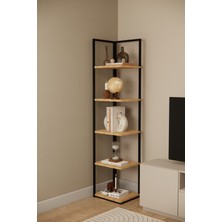 Solto Home OB24-14 5 Raflı Dekoratif Metal Köşe Kitaplık Renk Rafı | Çok Amaçlı Aksesuar & Kitap Rafı | Modern Köşe Raf Sistemi