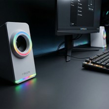 Mikado MD-182 2.0 3W*2 Beyaz Rgb Aydınlatmalı USB + 3.5mm USB 5V Speaker Hoparlör
