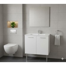 Vitra Mia 80 cm Beyaz Banyo Dolabı + Creavit 80 cm Ayna  Set