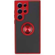Olmira  Samsung Galaxy S23 Ultra Kılıf Montreal Yüzüklü Silikon Kapak - Kırmızı 587455