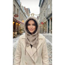 Gül Sezgin Butik Ges shop Kadın vizon Renk İthal Premium Kalite Ön Düğmeli Bağcıklı Balaklava Bere