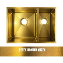 Gl General Redux 58X44 Gold Petek Dokulu Sağ 1,5 Gözlü Paslanmaz Çelik Mutfak Eviyesi