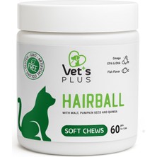 Vet's Plus Hairball Çiğnenebilir Tablet 60'lı Lezzetli Malt ve Kinoa ile Tüy Yumağı Önleyici