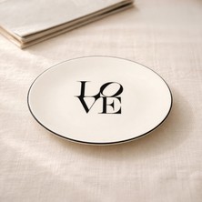 Evidea Kitchen Bold Heart Porselen Tatlı Tabağı - Siyah / Beyaz - 19 cm