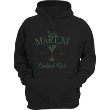 Widi Tipsy Martini Cocktail Club Tasarım Baskılı Old Money Y2K 3 Iplik Şardonlu Kanguru Cepli Sweatshirt