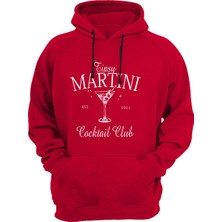 Widi Tipsy Martini Cocktail Club Tasarım Baskılı Old Money Y2K 3 Iplik Şardonlu Kanguru Cepli Sweatshirt