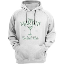 Widi Tipsy Martini Cocktail Club Tasarım Baskılı Old Money Y2K 3 Iplik Şardonlu Kanguru Cepli Sweatshirt