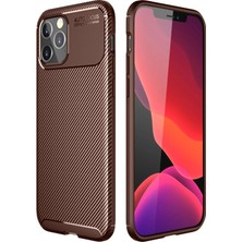 Olmira   12 Pro Max Kılıf Auto Focus Karbon Kapak - Kahverengi 587455