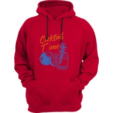 Widi Cocktail Time Tasarım Baskılı Y2K Old Money 3 Iplik Kalın Şardonlu Kanguru Cepli Sweatshirt