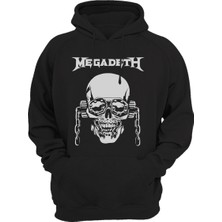 Widi Heavy Metal Unisex Megadeth Skull Baskılı 3 Iplik Kalın Şardonlu Kanguru Cepli Sweatshirt