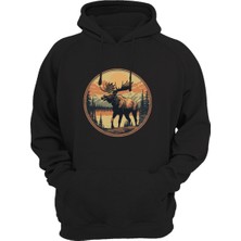 Widi Vintage Avcılık Hunting Maine Geyiği Doğa Vahşi Yaşam Baskılı Regular Fit %100 Pamuk Sweatshirt