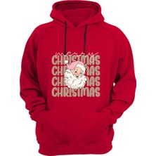 Widi Yılbaşı Merry Christmas Noel Baba Tasarım Baskılı Regular Fit %100 Pamuk Kanguru Cepli Sweatshirt