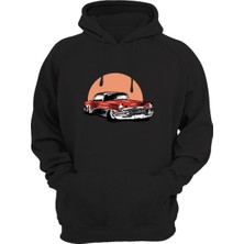 Widi Vintage Classic Car Old Araba Baskılı 3 Iplik Kalın Şardonlu Kanguru Cepli Sweatshirt