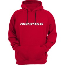 Widi Unısex Motorsiklet Vites Geçişleri 1N23456 Şık Cool Motorcu Baskılı Kanguru Cepl Kırmızı Sweatshirt
