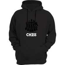 Widi Satranç Baskılı Siyah Sweatshirt