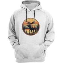 Widi Vintage Avcılık Hunting Maine Geyiği Doğa Vahşi Yaşam Baskılı Regular Fit %100 Pamuk Sweatshirt