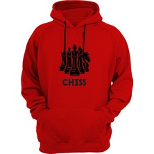 Widi Satranç Baskılı Kırmızı Sweatshirt