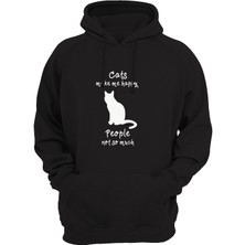 Widi Kedi Baskılı Siyah Sweatshirt