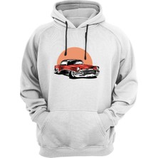 Widi Vintage Classic Car Old Araba Baskılı 3 Iplik Kalın Şardonlu Kanguru Cepli Sweatshirt