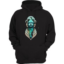Widi Baskılı Siyah Sweatshirt