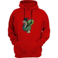 Widi Yılan Baskılı Kırmızı Sweatshirt Unisex
