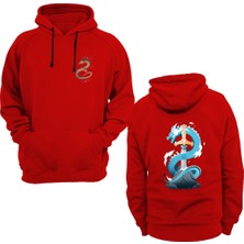 Widi Ejderha Baskılı Kırmızı Sweatshirt
