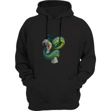 Widi Yılan Baskılı Siyah Sweatshirt