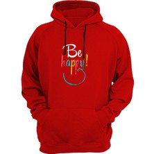 Widi Be Happy Baskılı Kırmızı Sweatshirt
