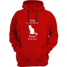 Widi Kedi Baskılı Kırmızı Sweatshirt