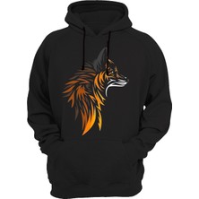 Widi Tilki Baskılı Siyah Sweatshirt