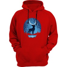 Widi Geyik Baskılı Kırmızı Sweatshirt