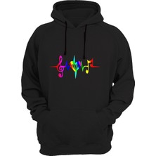 Widi Kalp Atışı Baskılı Unisex Siyah Sweatshirt