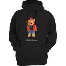 Widi Hello Winter Baskılı Siyah Sweatshirt