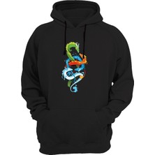 Widi Ejder Baskılı Siyah Sweatshirt