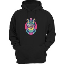 Widi Kedi Baskılı Siyah Sweatshirt