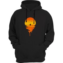 Widi Günbatımı Baskılı Siyah Sweatshirt