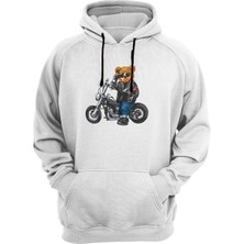 Widi Motorcu Ayı Baskılı Sweatshirt