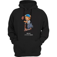 Widi Hello Ayıcık Baskılı Siyah Sweatshirt