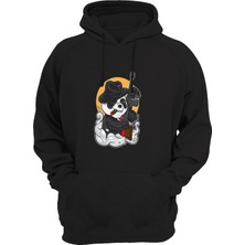 Widi Mafya Panda Baskılı Siyah Sweatshirt